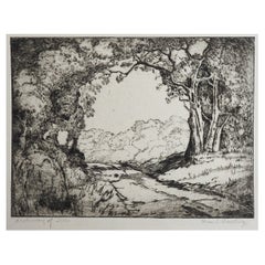 Vintage 1930s Charles Bowling Archway of Trees Etching