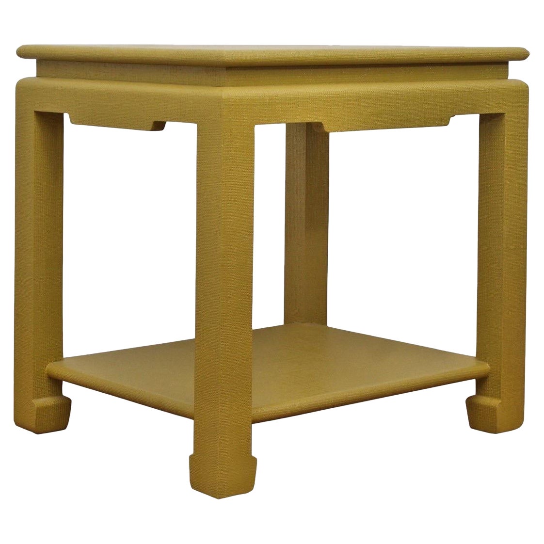 Karl Springer style Asian Beige Linen Wrapped Side Table