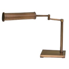 Walter Von Nessen Antiqued Brass Swing Arm Library Lamp
