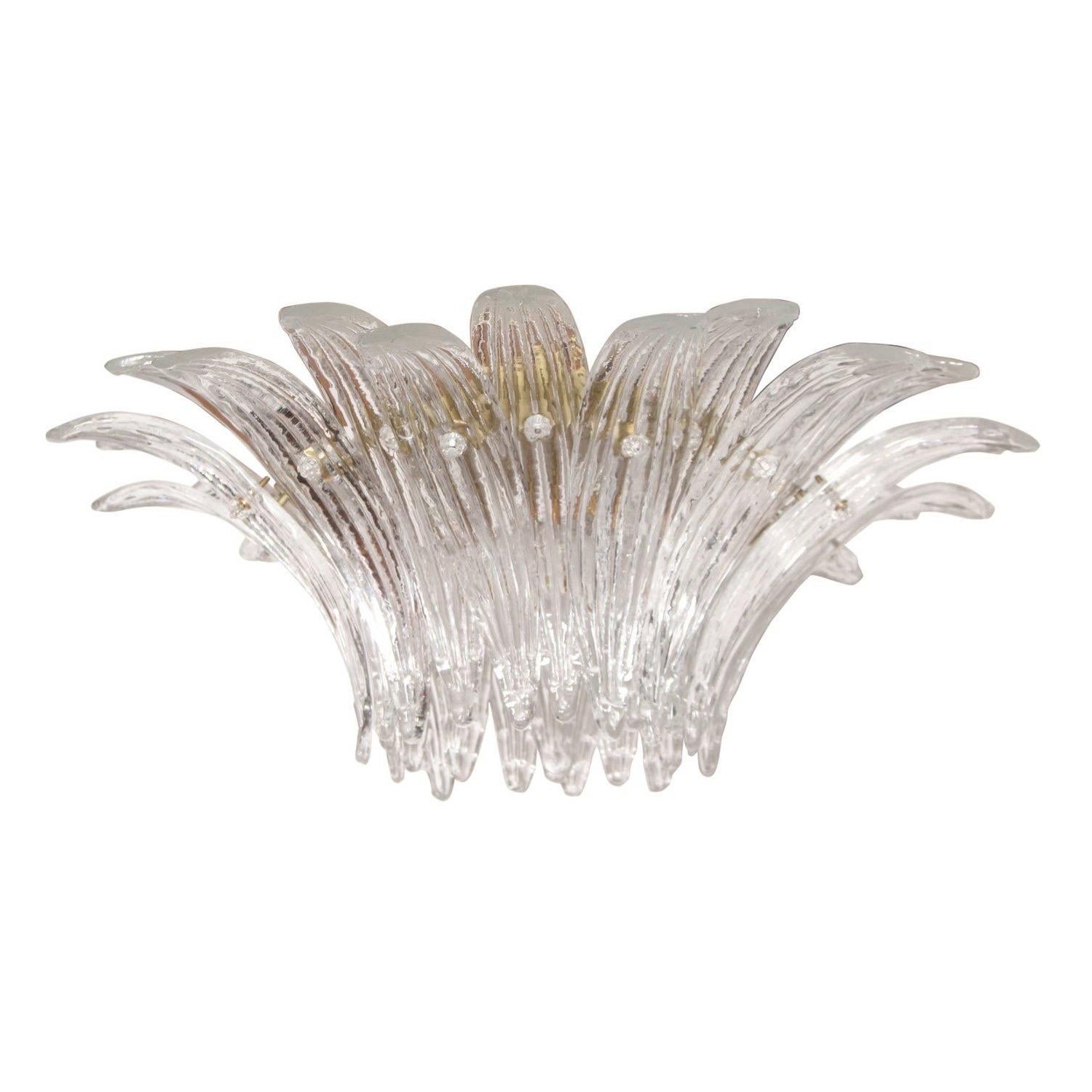 Barovier&Toso, luminaire affleurant à frondes de cristal~ Signé