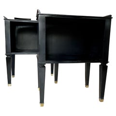 Vintage Pair of Ebonized Neoclassical Side Tables, France 1950.