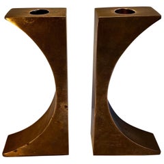 Pair of  Bronze Candlesticks or Bookends in the style M. Gerber, c 1970
