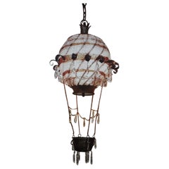 1940's French Hollywood Regency Micro Crystal Beaded Hot Air Balloon Chandelier 