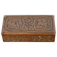 Antique Tiffany Studios New York Zodiac Bronze Stamp Box