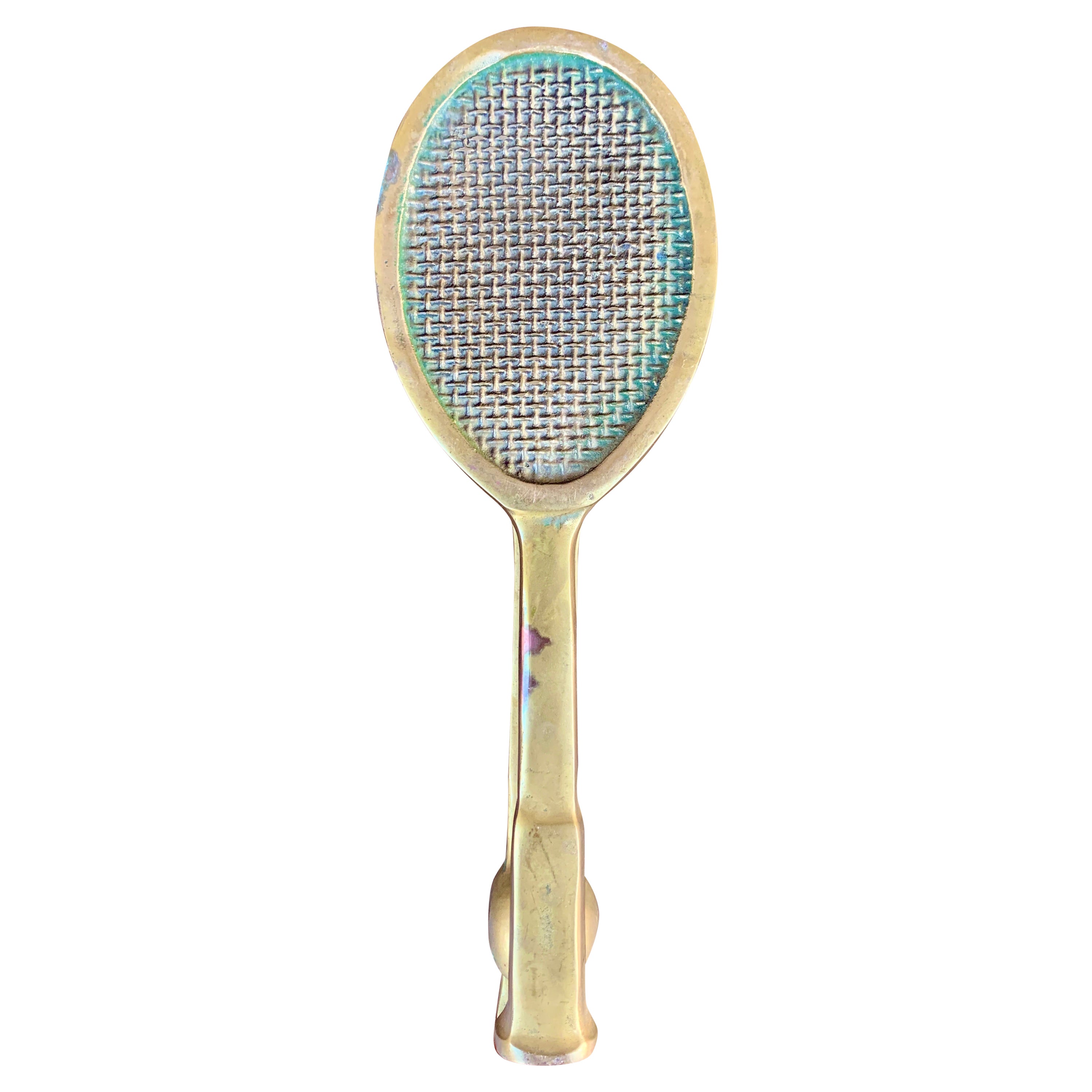 Battente per porta con racchetta da tennis in ottone fuso vintage