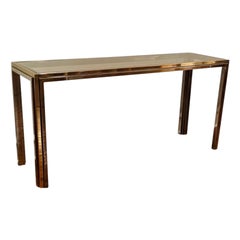 1970s Italian Steel and Brass Console Table after Willy Rizzo's 'Flaminia'