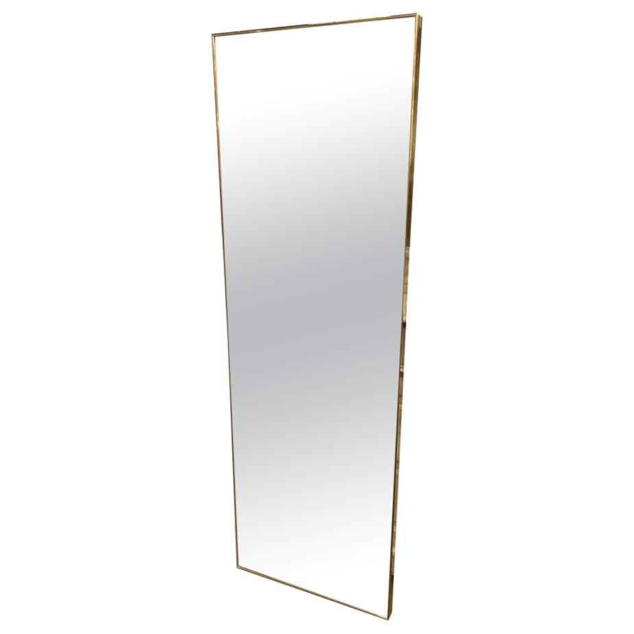 Handsome Tall Full Length Brass Mirror-Midcentury Italy For Sale