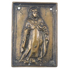 Antique Devotional plaque, Saint Dominic. Bronze. Spanish school, 19th century.