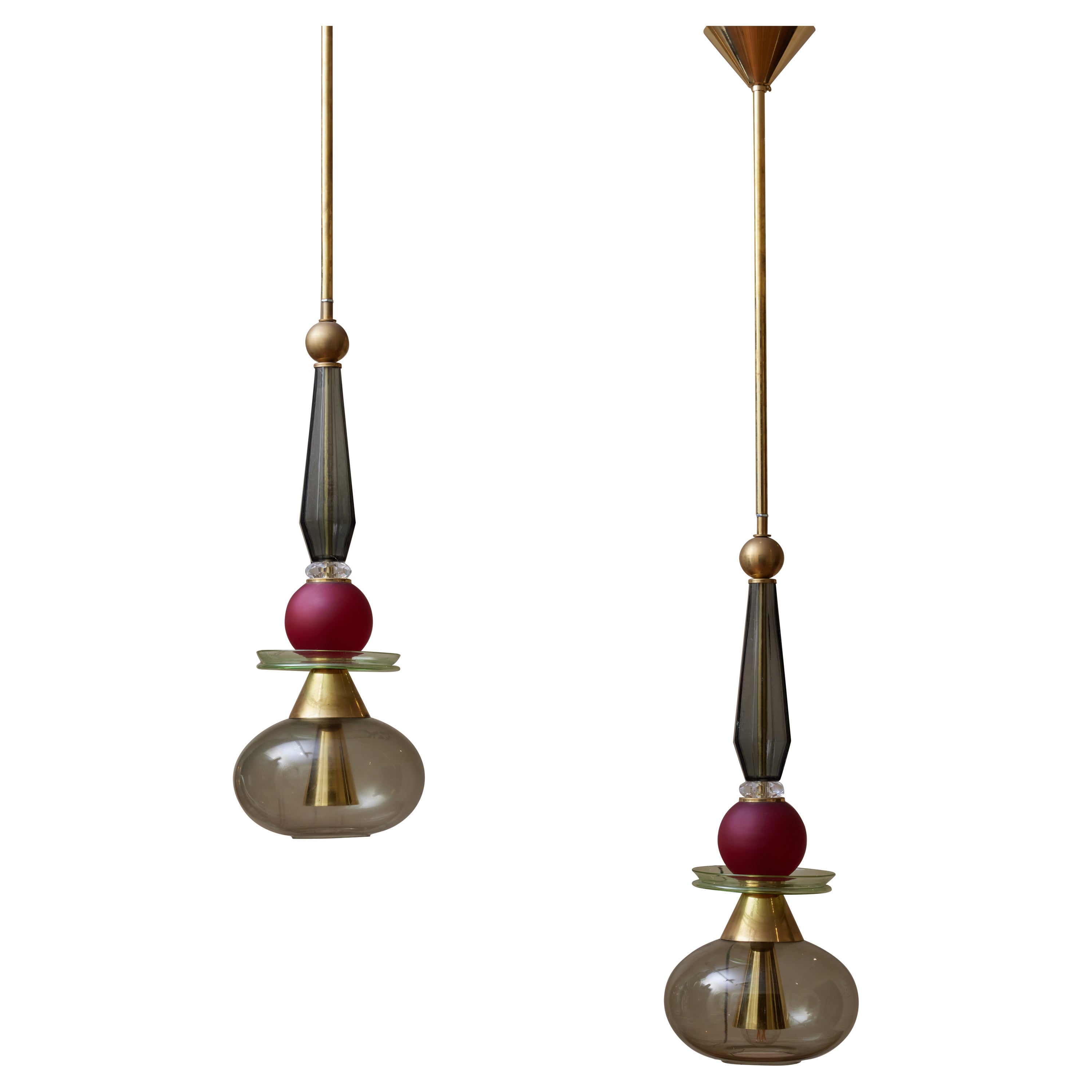 Pareja de colgantes de Murano de Studio Glustin en venta