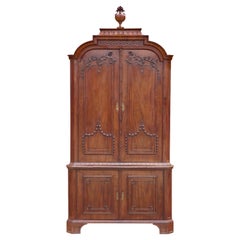 Used 18th century Dutch oak and mahogany corner cabinet with gilded bronze fittings