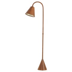 Floor Lamp by Valenti in Brown Leather, Spain, 1950's