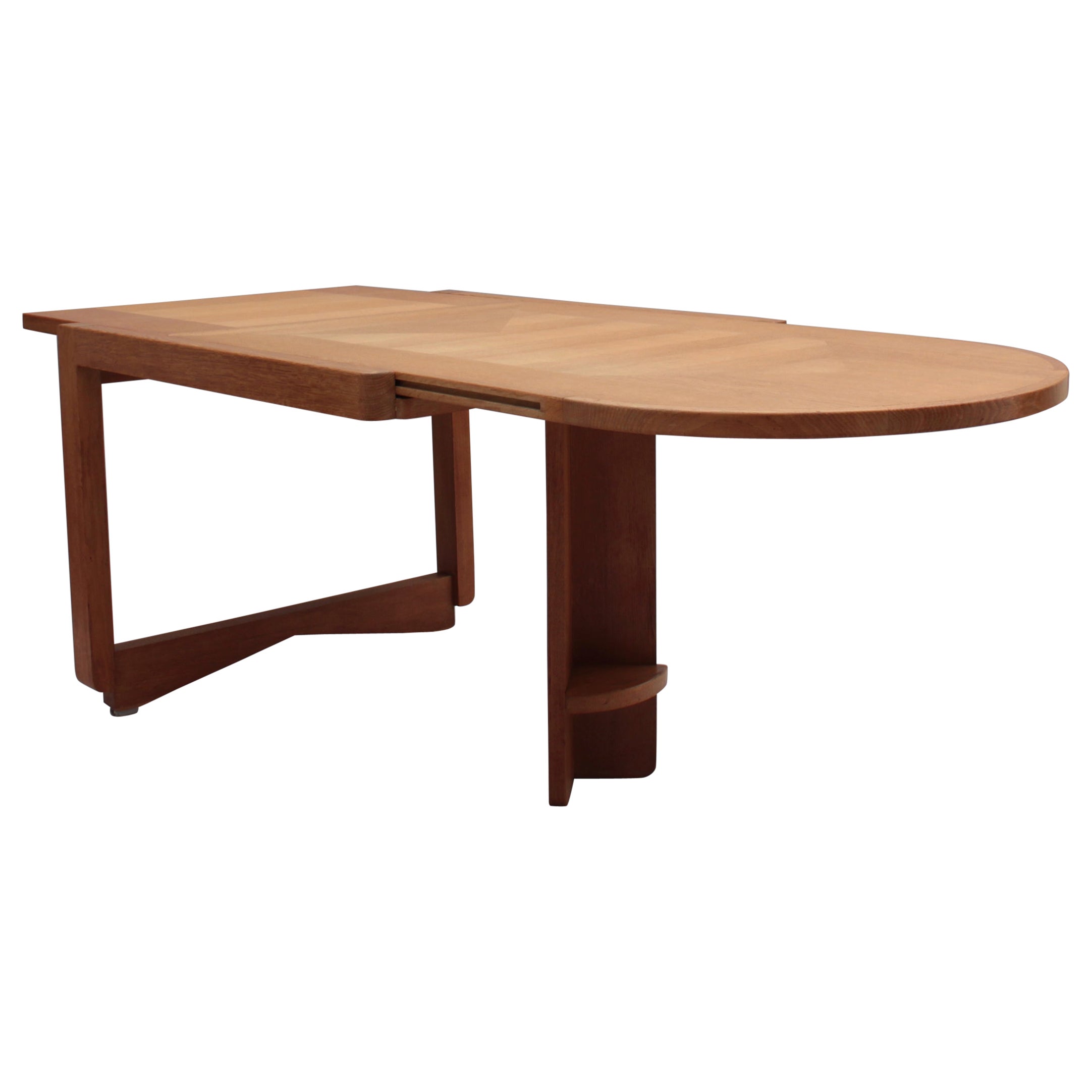 Fine French 1970s Oak Folding Table by Guillerme & Chambron For Sale