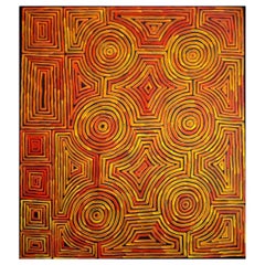 Retro Aboriginal Painting 'Tingari Dreaming' by Ronnie Tjampitjinpa (1943-)