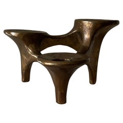 French 1960’s bronze brutalist candlestick