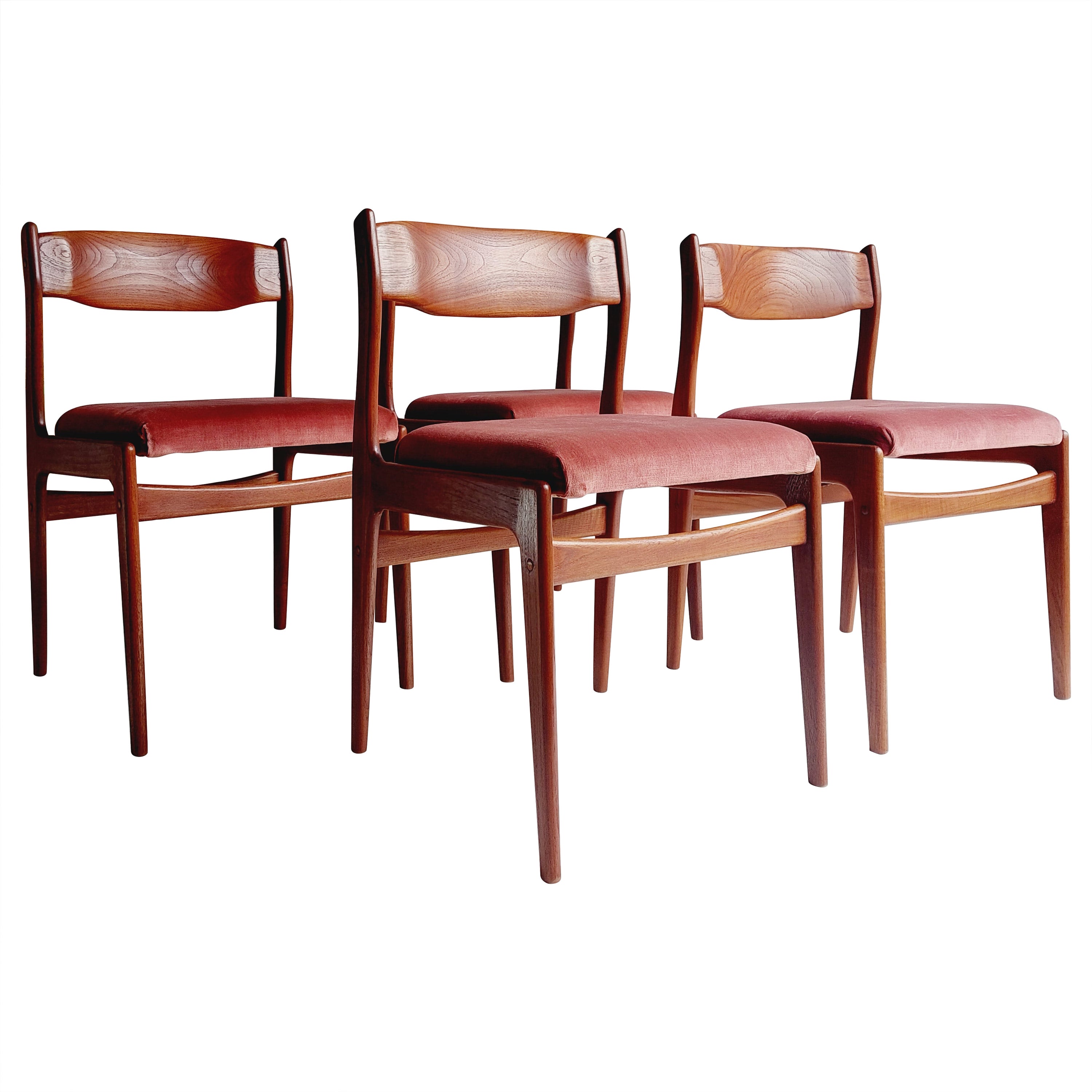Mid Century teak Danish dining chairs 60s, Erik Buch style, set of 4