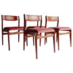 Vintage Mid Century teak Danish dining chairs 60s, Erik Buch style, set of 4