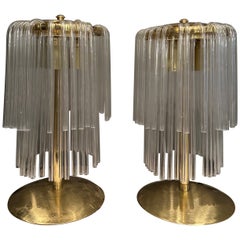 A pair of Brass and Glass Sciolari Table Lamps 