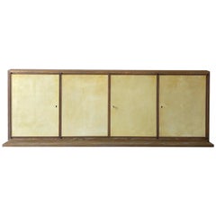 Tommi Parzinger Style Cabinet/Credenza, Cerused Oak and Parchment