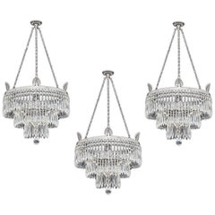 Set of Three Victorian Waterfall Chandeliers by F&C Osler