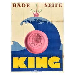 Original Antique Advertising Poster King Bath Soap Bar Bade Seife Hygiene Health