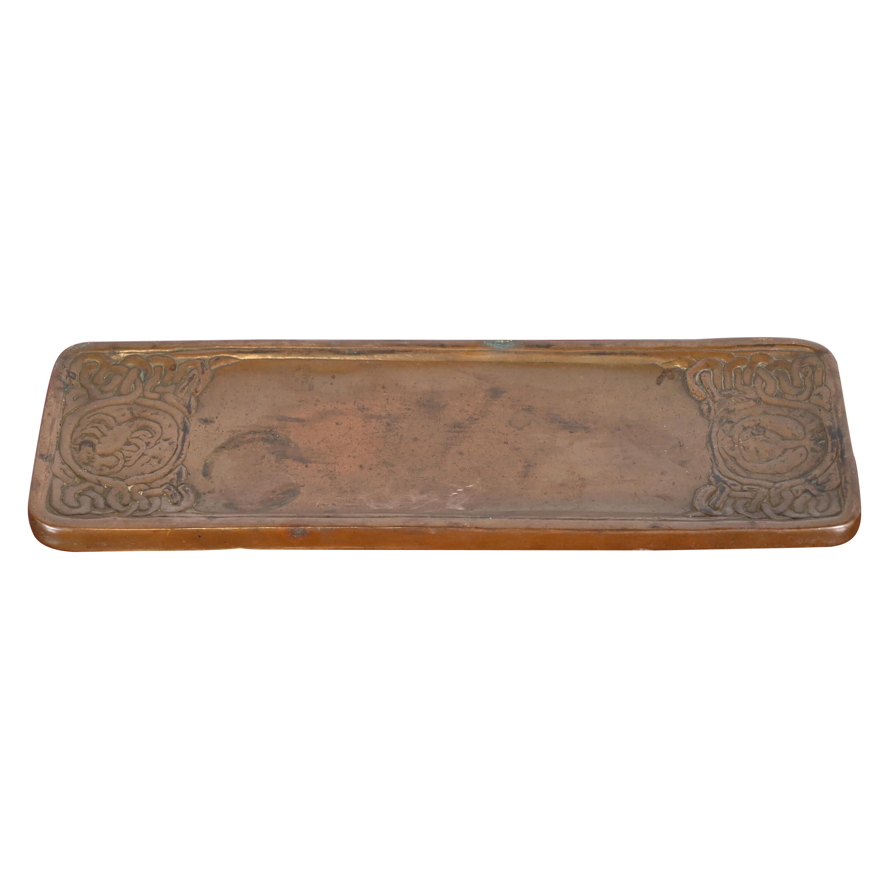 Tiffany Studios New York Zodiac Bronze Pen Tray For Sale