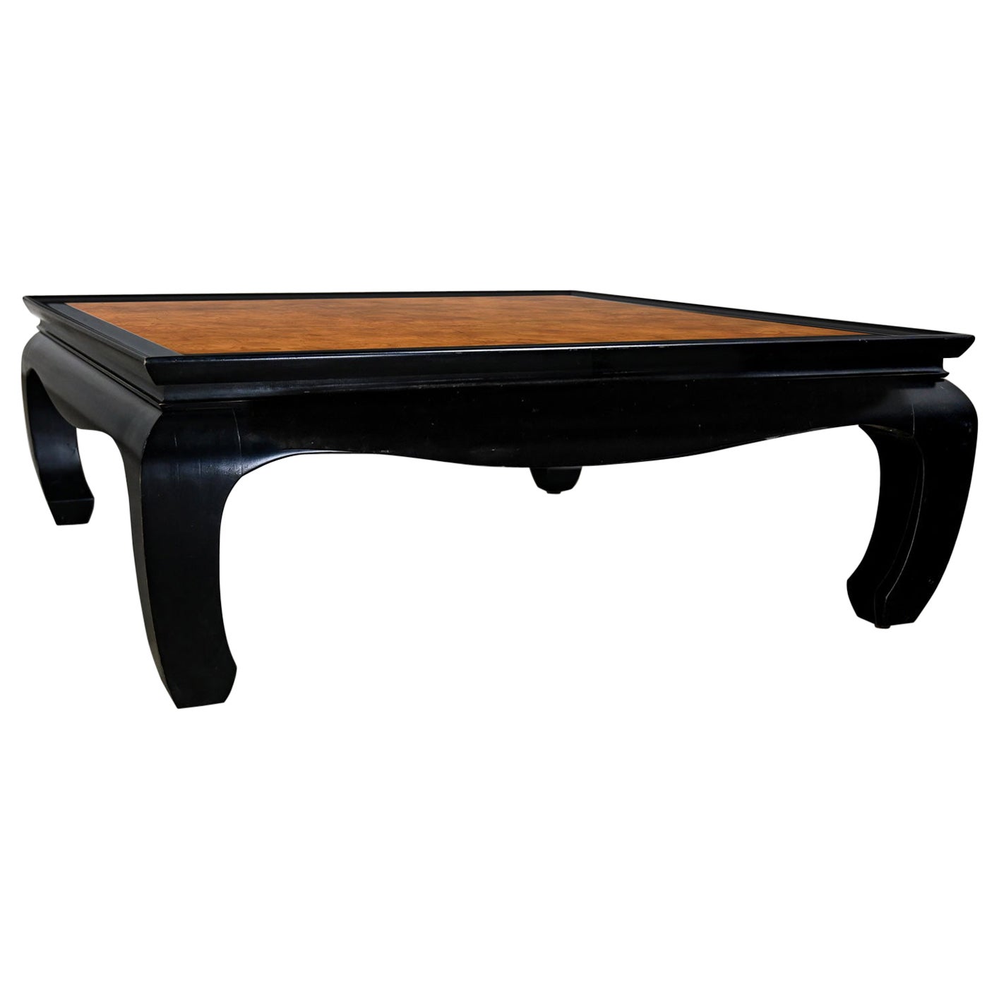 Ming Style Black & Burl Coffee Table Attributed Chin Hua Collection by Sabota For Sale