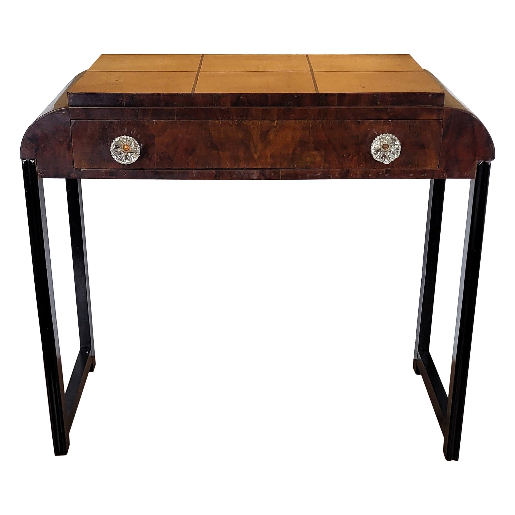1940s Art Deco Italian Wood Waterfall Wall Console Table For Sale