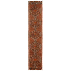 Retro Persian runner with Orange and White Patterns by Rug & Kilim