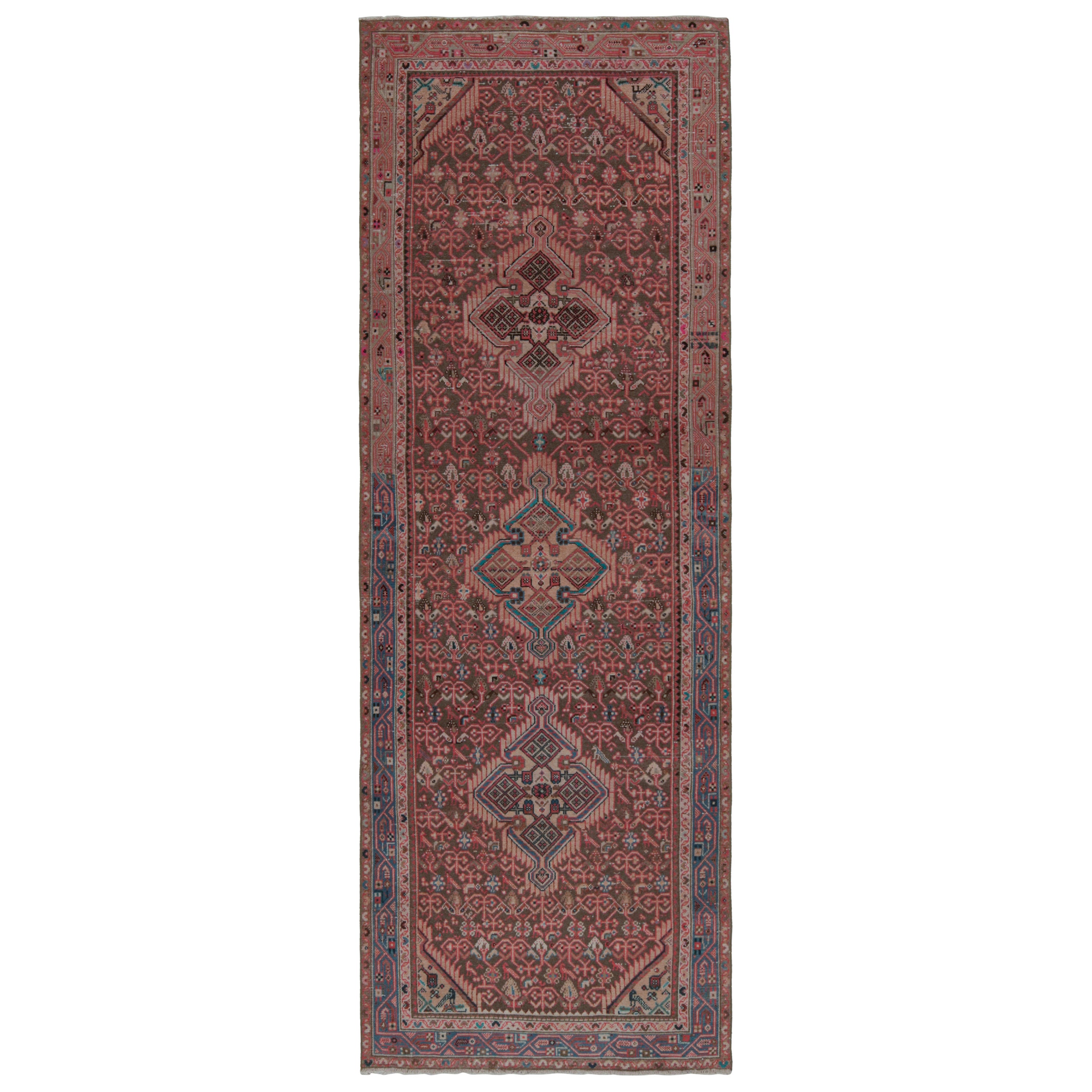 Vintage Persian runner with Red, Beige-Brown Patterns by Rug & Kilim For Sale