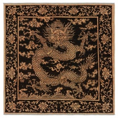 Rug & Kilim's Chinese style Dragon Rug with Brown, Black and Gold Pictorials