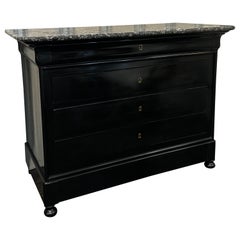 Louis Philipe Commode  with Black Lacquer finish and marble top