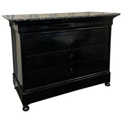 Louis Philipe Commode with Black Lacquer finish and marble top