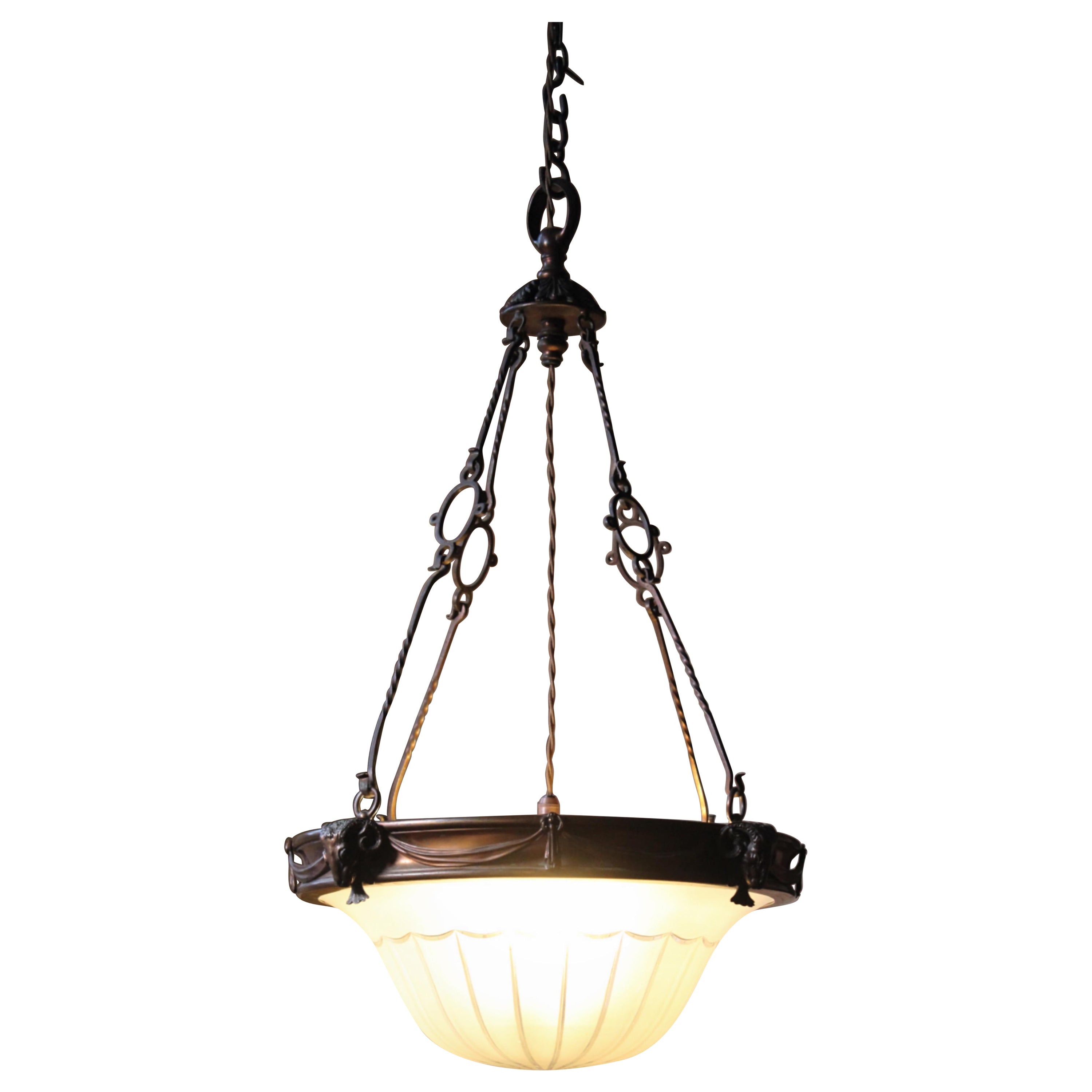 Early 20th C Neo Classical F & C Osler London Large Pendant Light Chandelier For Sale