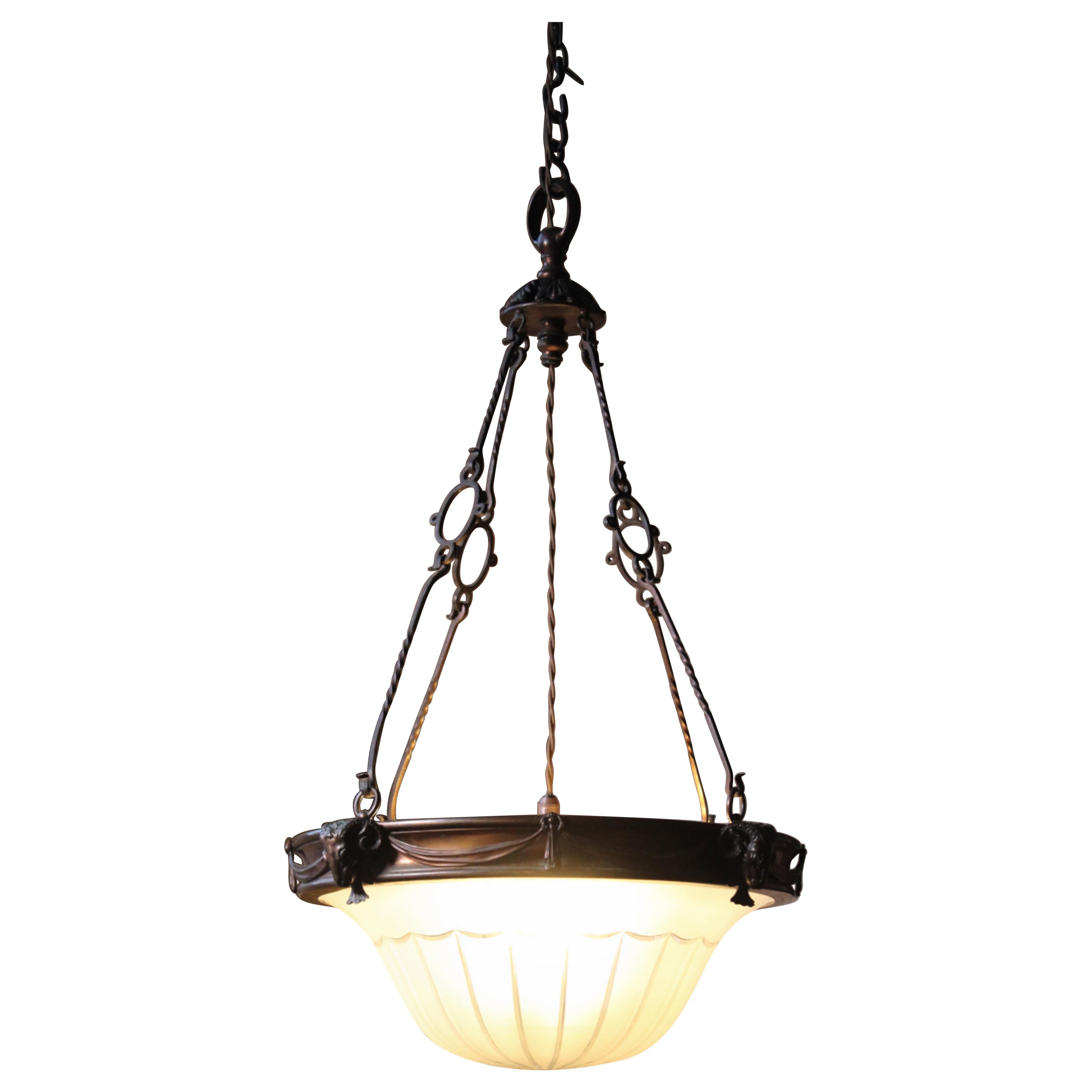 Early 20th C Neo Classical F & C Osler London Large Pendant Light Chandelier 