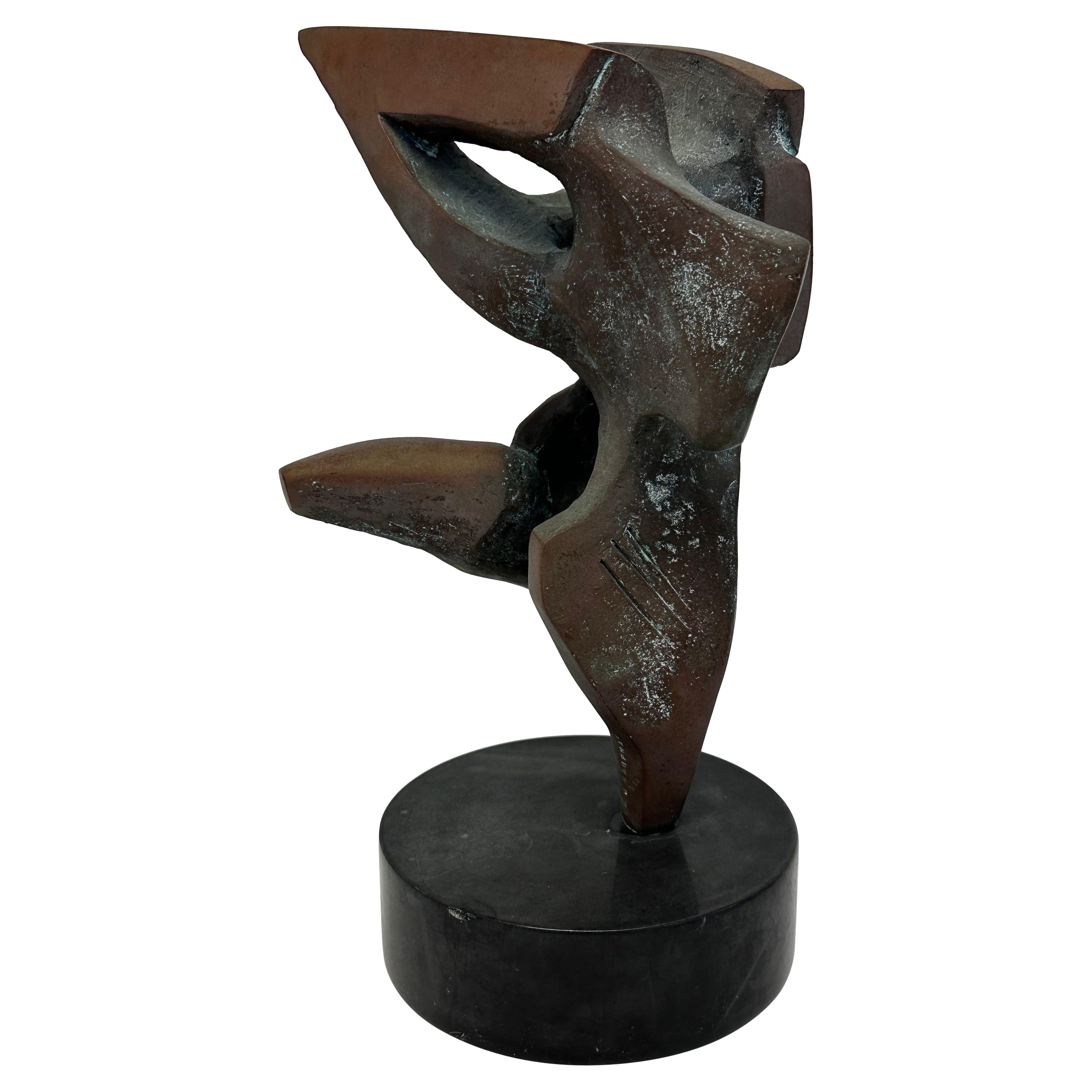 Sculpture de danseuse abstraite en cuivre et bronze signée Kaufman