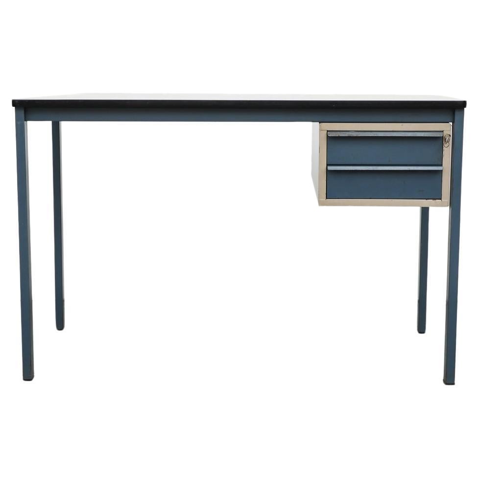Duotone Ahrend De Cirkel Blue Framed Metal Desk With Two Drawers & Laminate Top