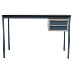 Duotone Ahrend De Cirkel Blue Framed Metal Desk With Two Drawers & Laminate Top