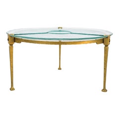 Lothar Klute Brutalistischer Couchtisch mit emailliertem Gold und geformter Glasplatte