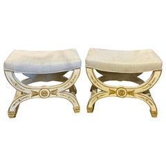 Italian Neo-Classical Style Carved and Painted Benches