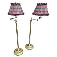 Pair of French Brass and Bronze Ajustable Floor Lamps 