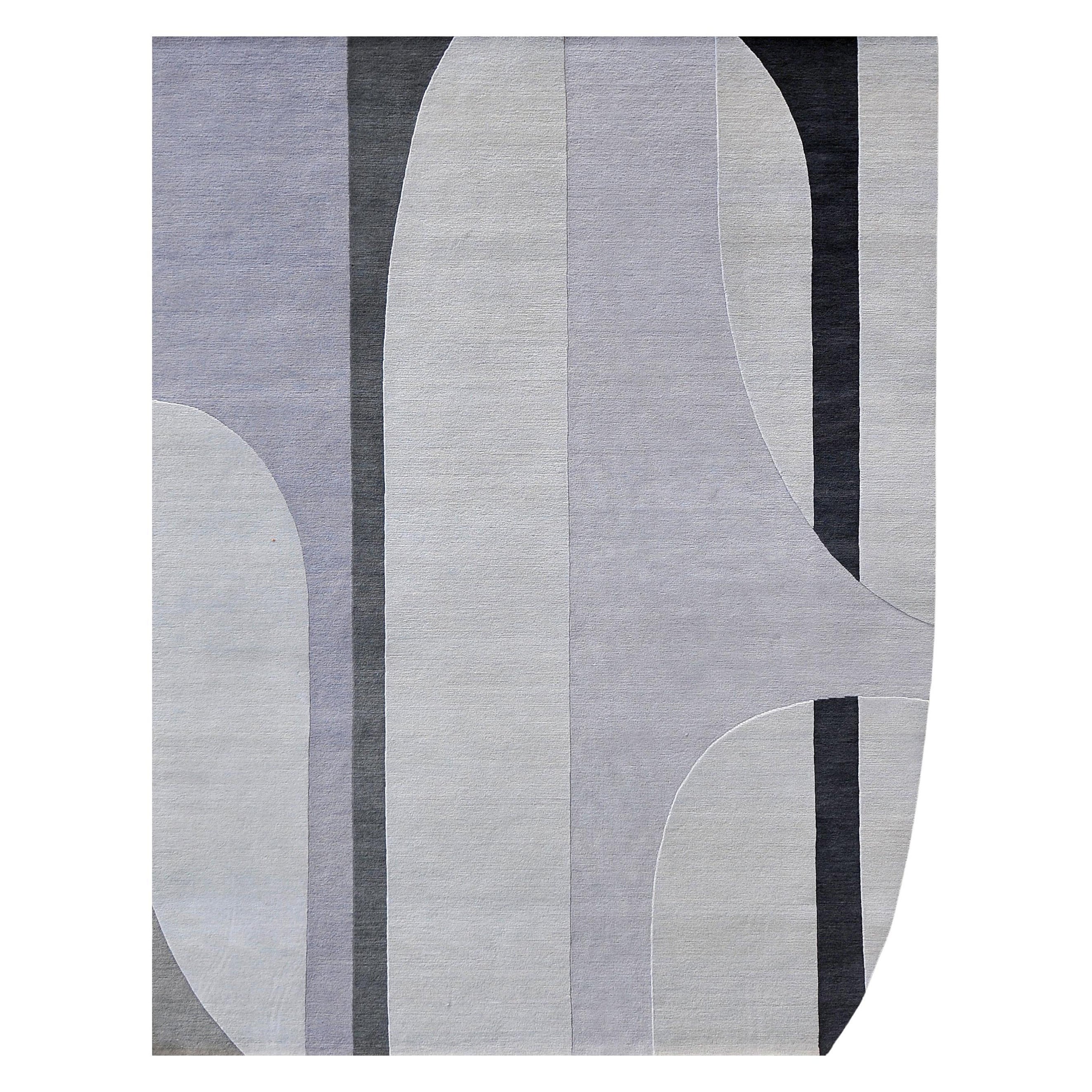 "Polanco - Pewter" /  9' x 12' / Hand-Knotted Wool Rug For Sale