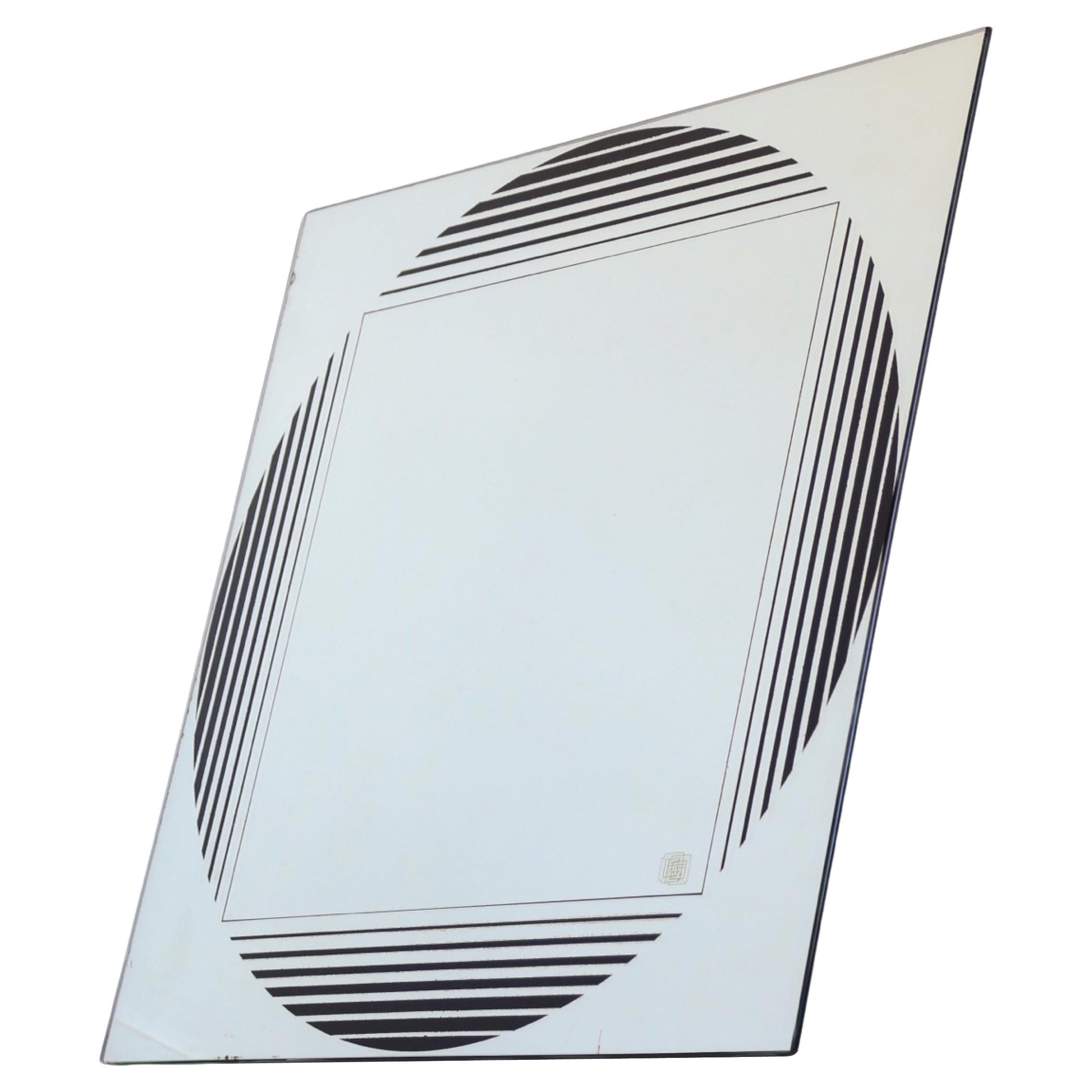 Mid Century Modern Gianni Celada for Fontana Arte Square Black Wall Mirror  For Sale