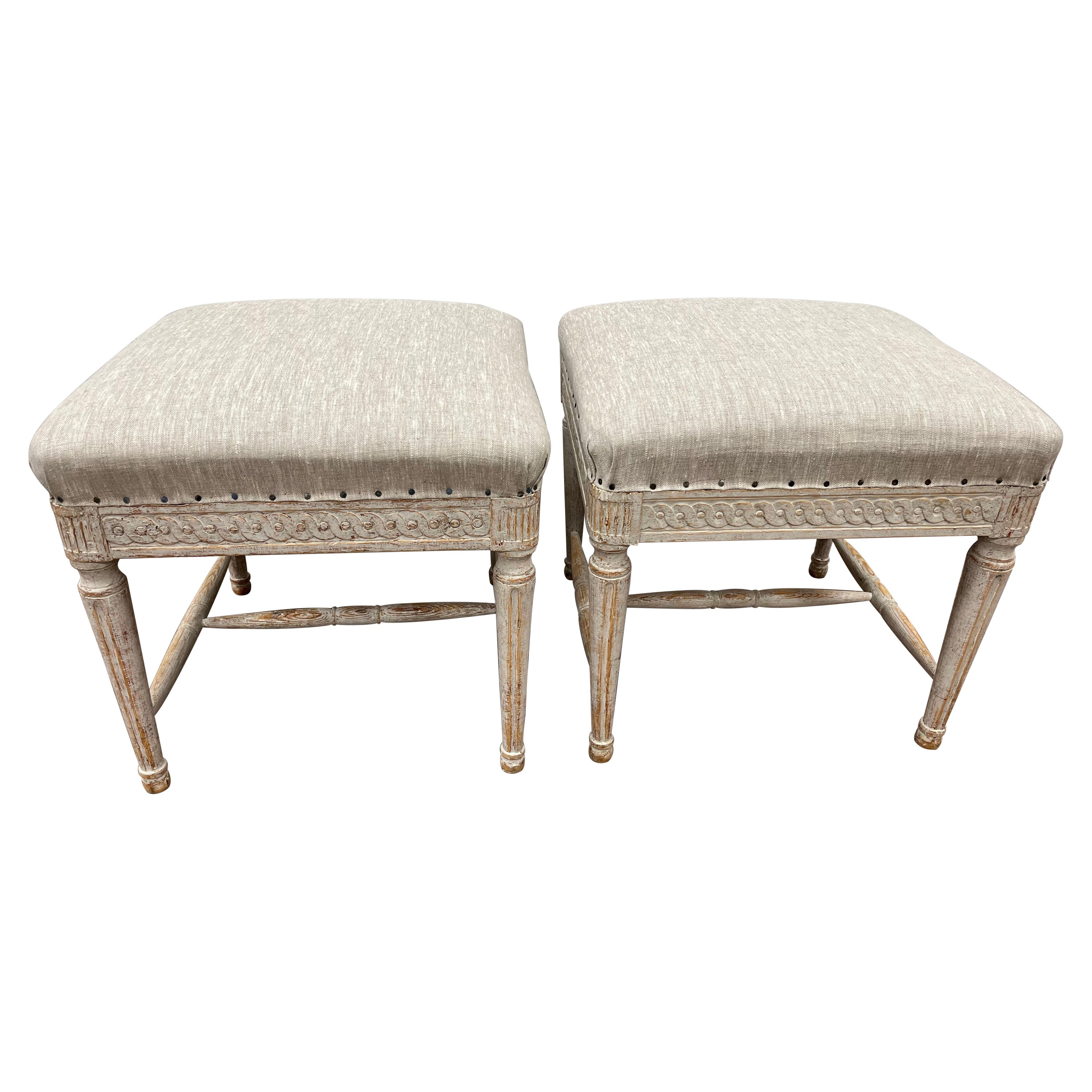 Pair of 19th Century Late Gustavian Footstools For Sale