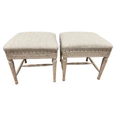 Antique Pair of 19th Century Late Gustavian Footstools