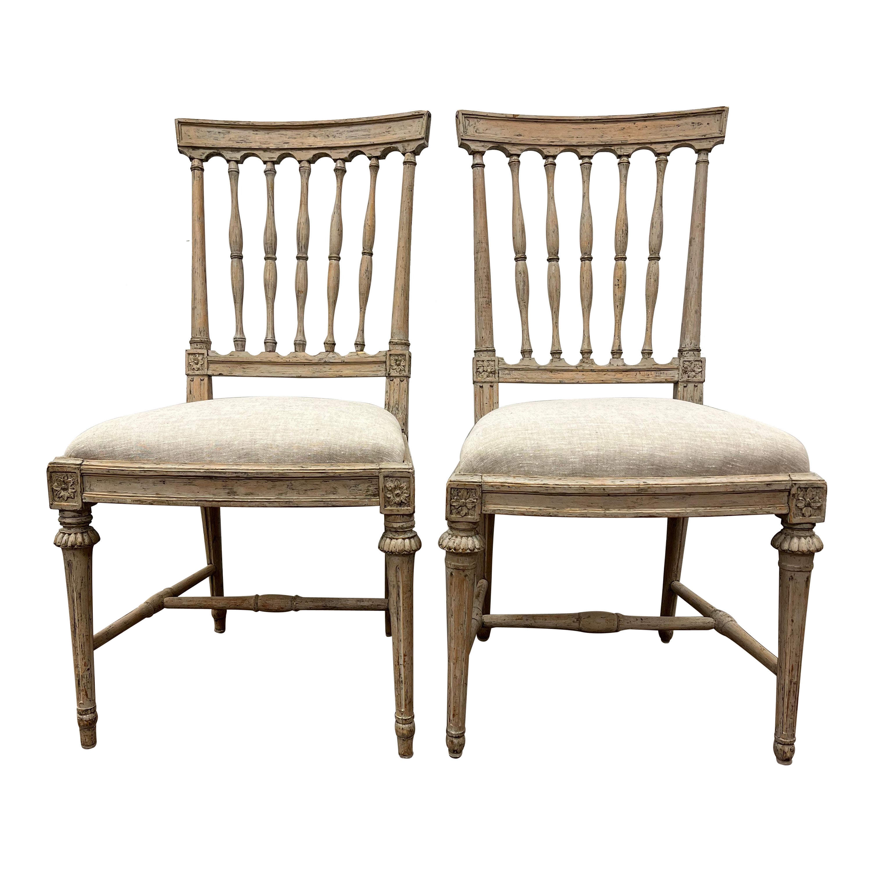 Two Similar 18th Century Swedish Gustavian Chairs For Sale