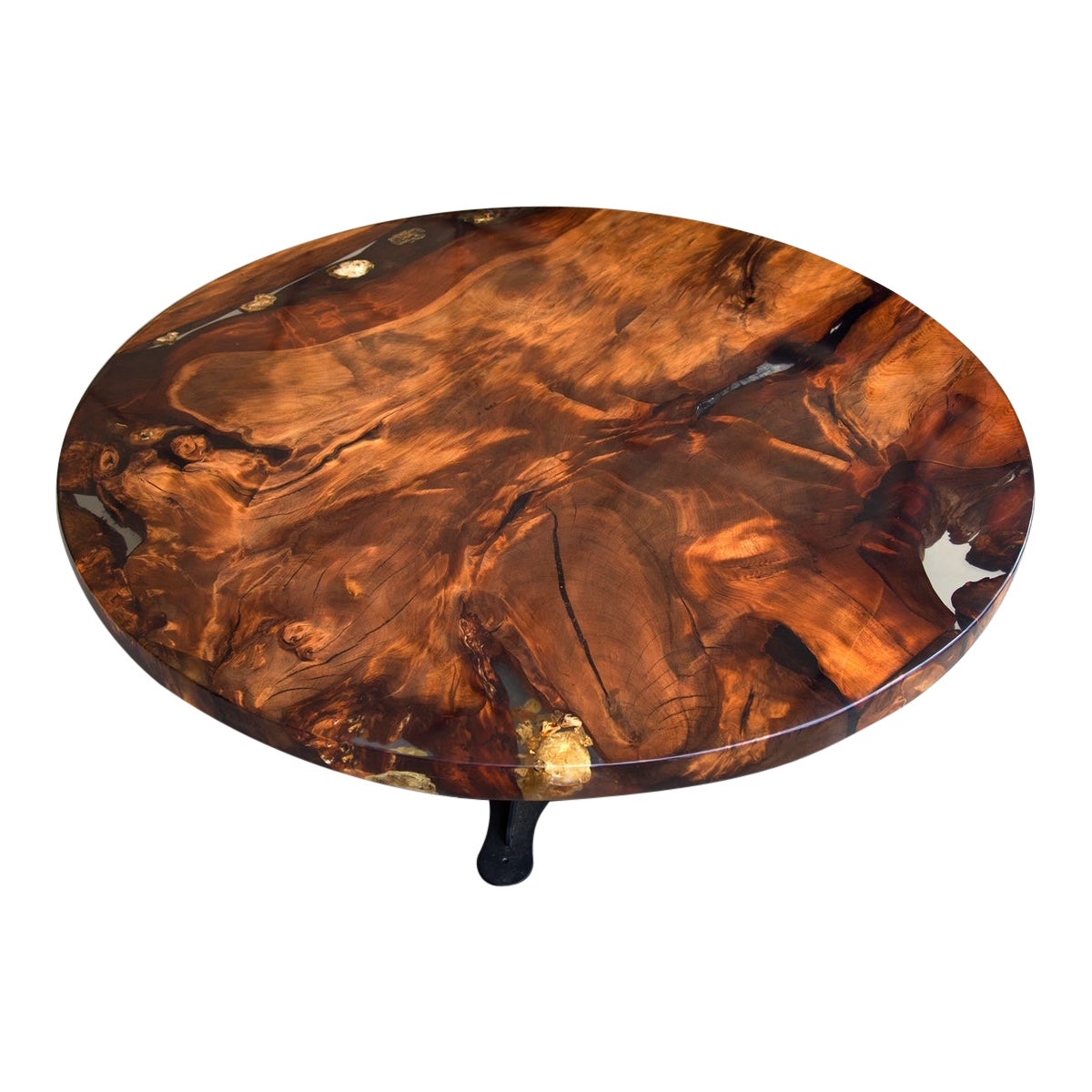 Tavolo da pranzo rotondo Kauri da 1.8 m di diametro in legno massiccio di Kauri antico