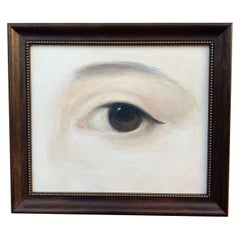 Vintage Regency Style Hand Painted Framed Oil on Canvas Lover's Eye Painting