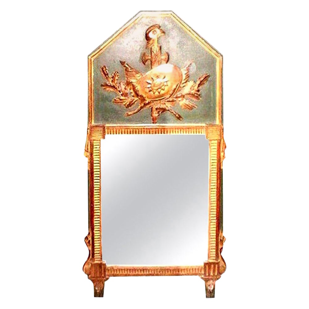 18th Century French Louis XVI Painted and Giltwood Armorial Trumeau Mirror