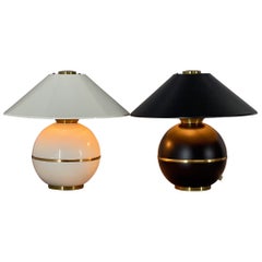 Retro Pair of Mid-Century Brass & Metal Table Lamps by Napako, Czechoslovakia