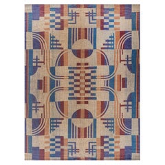 Retro Art Deco Flat Weave Rug